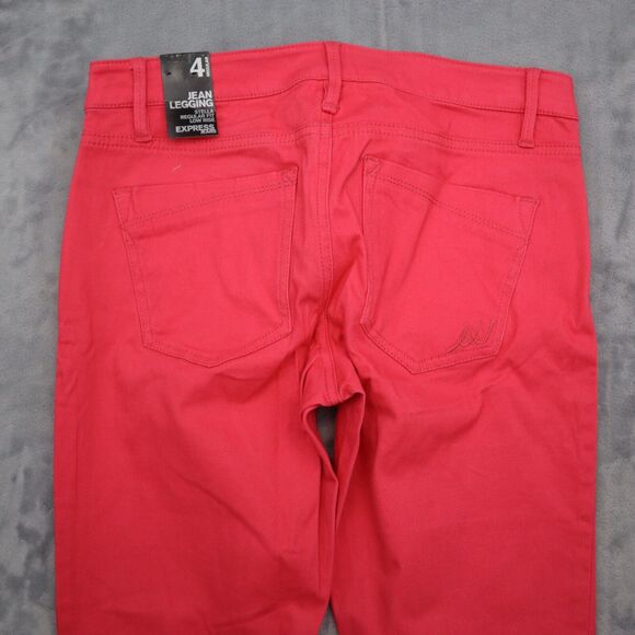 Express Pants Womens 4R Red Regular Fit Low Rise Jeans Leggings Bottom Wear - Picture 12 of 16